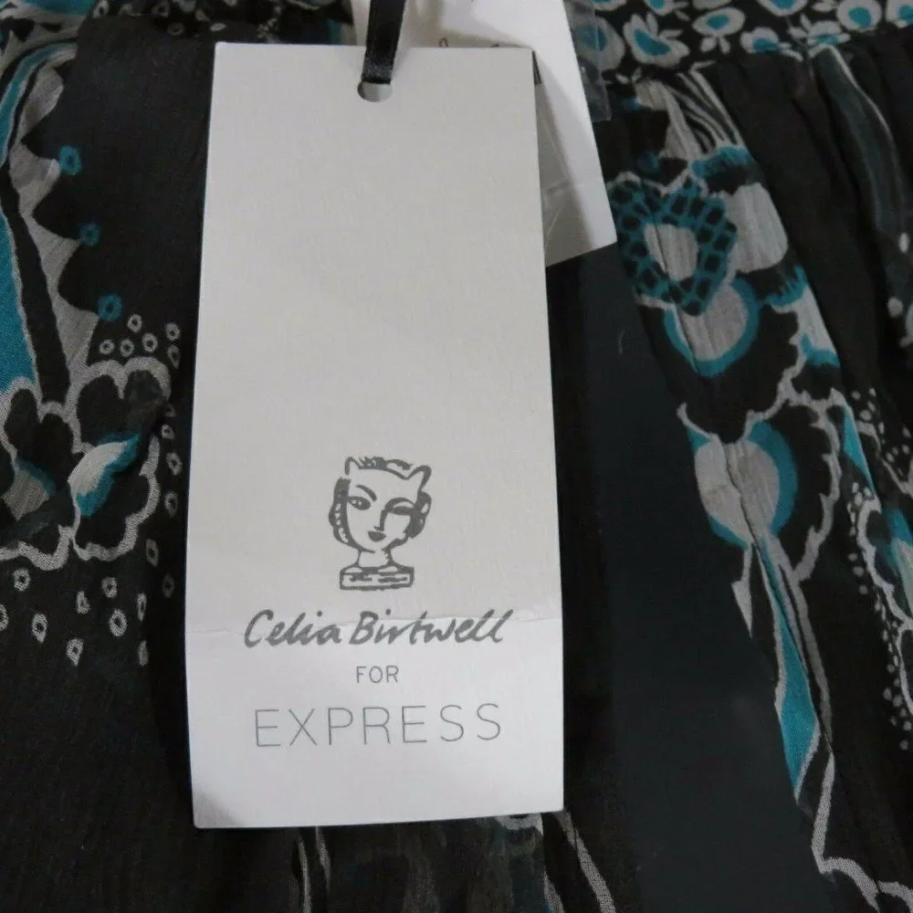 New Celia Birtwell Express 0 Gray Teal Floral Mini
